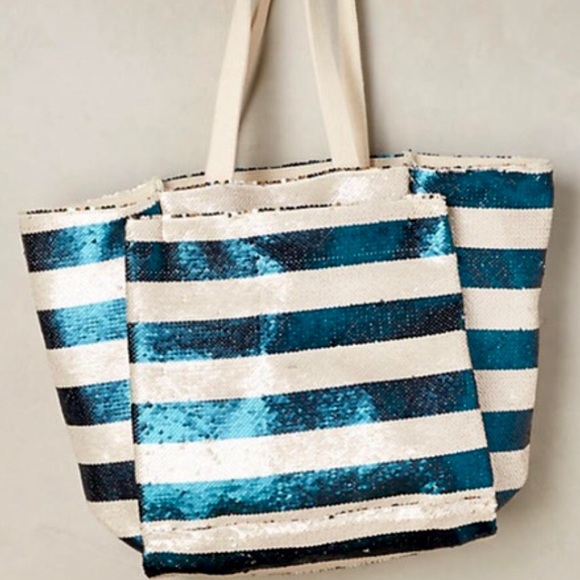 Anthropologie Handbags - *FIRM* Glam Anthropologie Sequin Glimmer Tote Bag